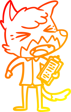 Bir insan tarafından çizilmiş kızgın bir tilkinin sıcak çizgi çizimi