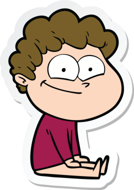 Bir insan tarafından çizilmiş mutlu bir adamın çıkartması.