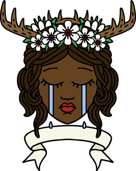 Retro Dövme Tarzı Ağlayan İnsan Druid Bir insan tarafından çizilmiş pankartıyla