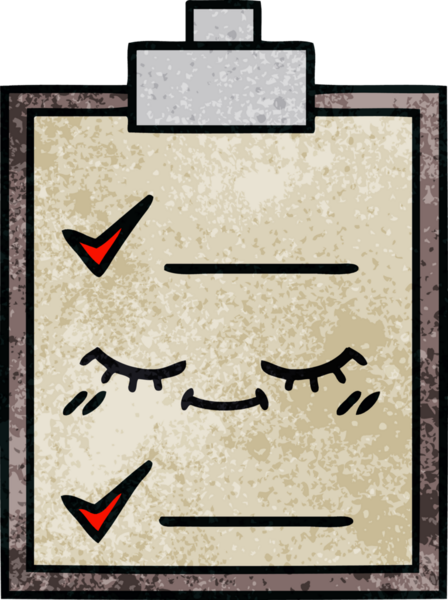 Bir insan tarafından çizilmiş kontrol listesinin retro grunge desen karikatürü