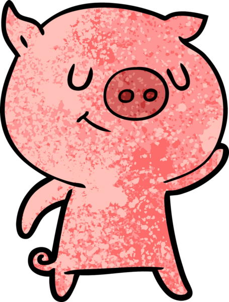 Bir insan tarafından çizilmiş mutlu çizgi film domuzu.