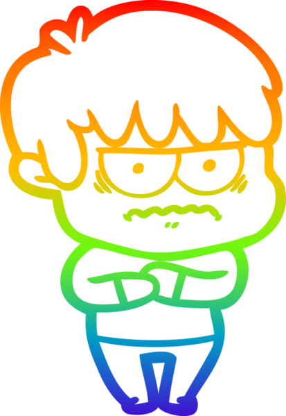 Gökkuşağı gradyan çizgi çizimi Bir insan tarafından çizilmiş bir çizgi film çocuğu