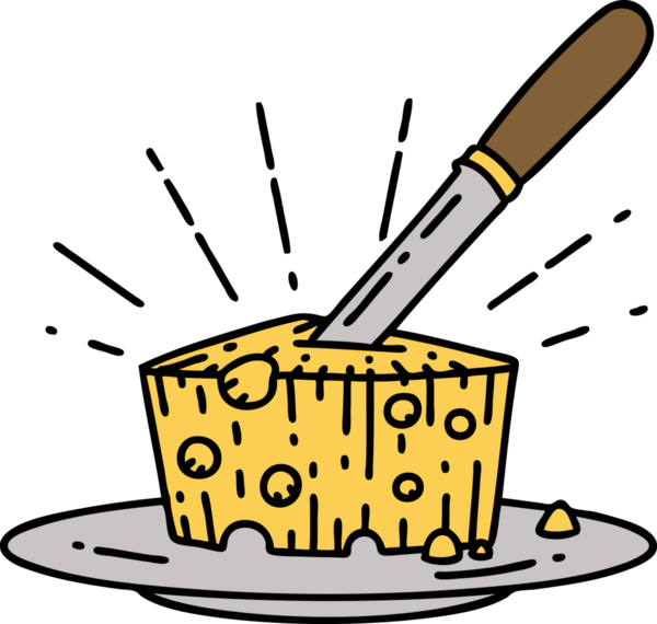 Bir insan tarafından çizilmiş geleneksel bir peynir dövmesi çizimi.