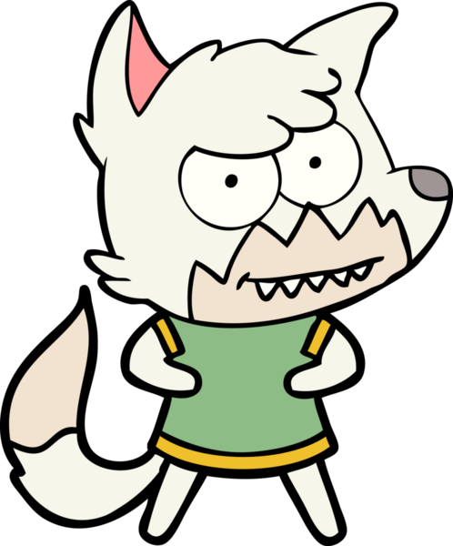 Bir insan tarafından çizilmiş sırıtan tilki çizgi filmi.