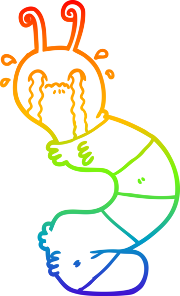 gökkuşağı gradyan çizimi bir insan tarafından çizilmiş ağlayan tırtıl