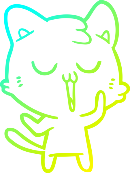 Bir insan tarafından çizilmiş bir çizgi film kedisinin soğuk gradyan çizgisi.