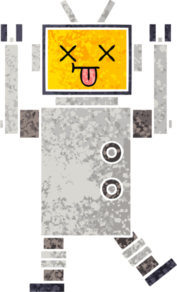 Bir insan tarafından çizilmiş bir robotun retro çizim tarzı karikatürü