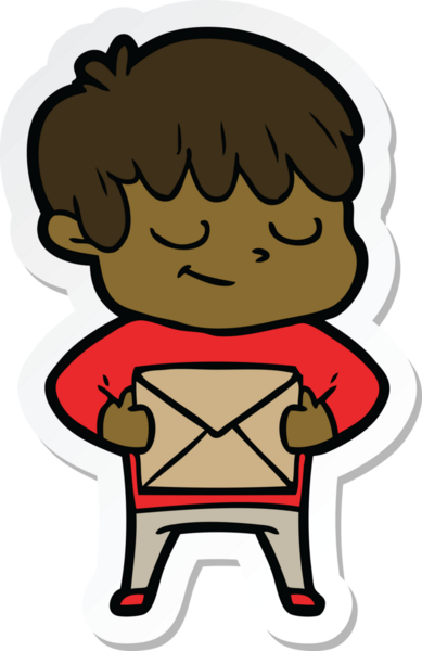 Bir insan tarafından çizilmiş mutlu bir çocuğun çıkartması.