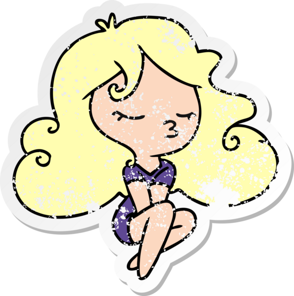 Bir insan tarafından çizilmiş tatlı kawai kızının serbest sticker 'ı.