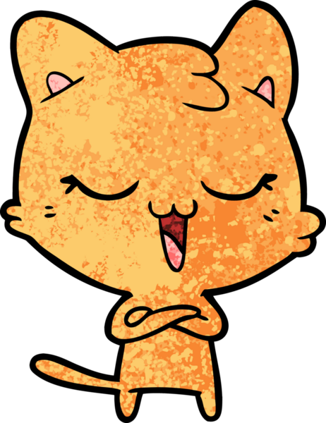 Bir insan tarafından çizilmiş mutlu çizgi film kedisi.