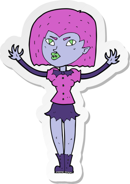 Bir insan tarafından çizilmiş vampir bir kızın çıkartması.