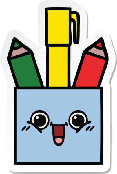 Bir insan tarafından çizilmiş şirin bir kalem kapının çıkartması.