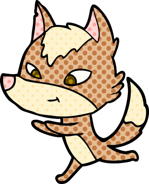 Bir insan tarafından çizilmiş dost canlısı çizgi film kurdu.