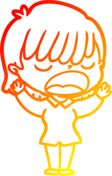 Bir insan tarafından yüksek sesle çizilmiş bir çizgi film kadını çizimi.