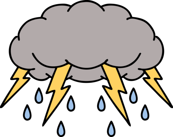 Bir insan tarafından çizilmiş geleneksel bir fırtına bulutu dövmesi