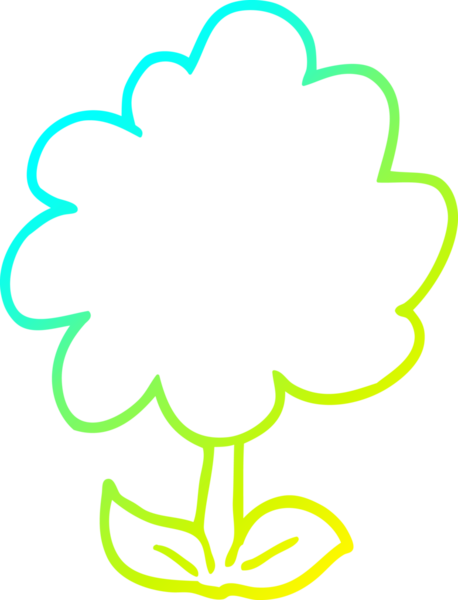 Bir insanın çizdiği karikatür çiçeğinin soğuk gradyan çizgisi.