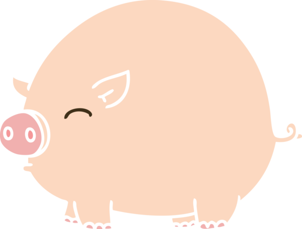 Bir insan tarafından çizilmiş garip bir çizgi film domuzu.