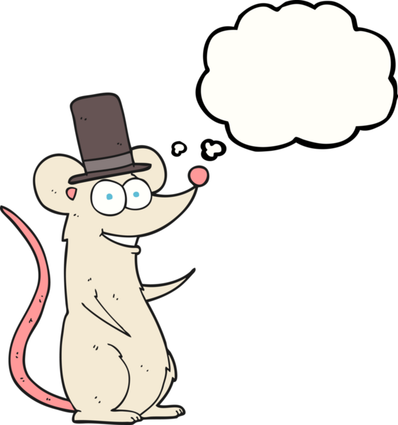 Bir insan tarafından çizilmiş, el yazısıyla çizilmiş baloncuk çizgi film faresi.