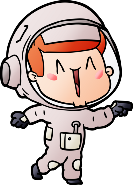 Bir insan tarafından çizilmiş mutlu astronot çizgi filmi.