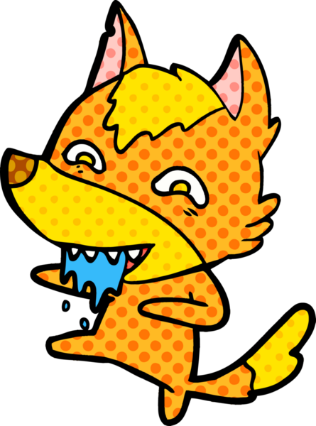 Bir insan tarafından çizilmiş tilki çizgi film karakteri