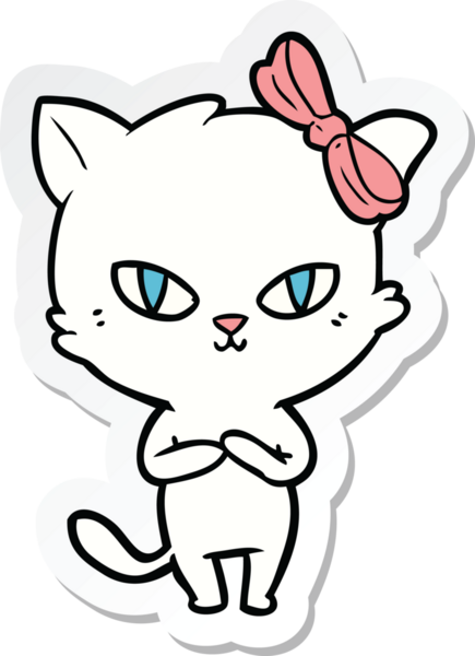 Bir insan tarafından çizilmiş şirin bir çizgi film kedisinin çıkartması.