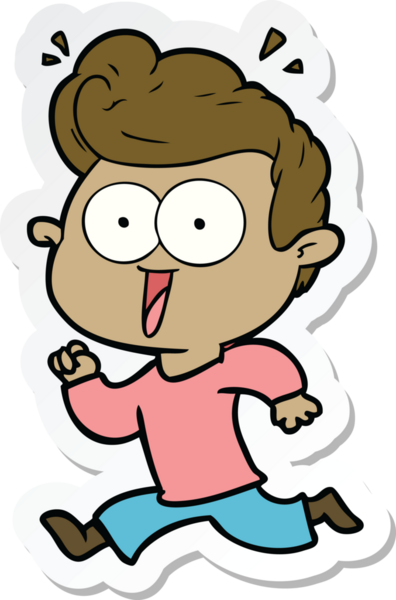 Bir insan tarafından çizilmiş, dik dik bakan bir çizgi film çıkartması.