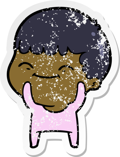 Bir insan tarafından çizilmiş mutlu bir çocuğun sıkıntılı çıkartması.