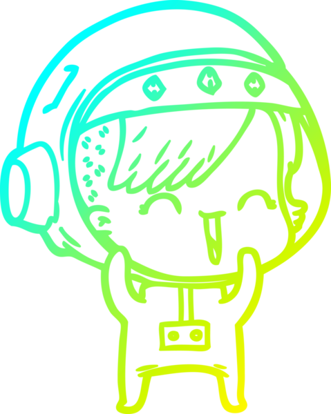 Bir insan tarafından çizilmiş gülen astronot bir kızın soğuk gradyan çizimi