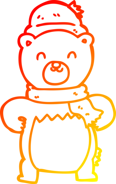 Bir insan tarafından çizilmiş sevimli bir ayının sıcak çizgi çizgisi.