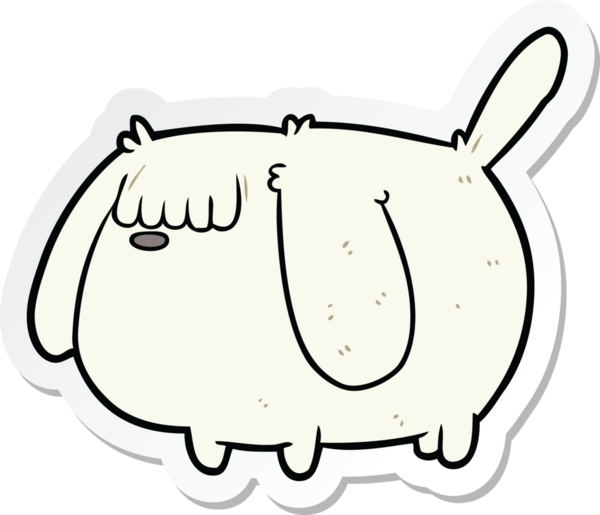 Bir insan tarafından çizilmiş komik bir köpeğin çıkartması.