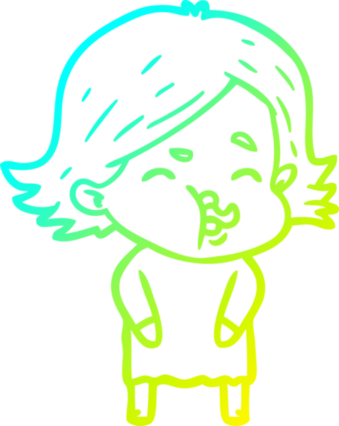 Bir insan tarafından çizilmiş bir karikatür kızı çizimi.