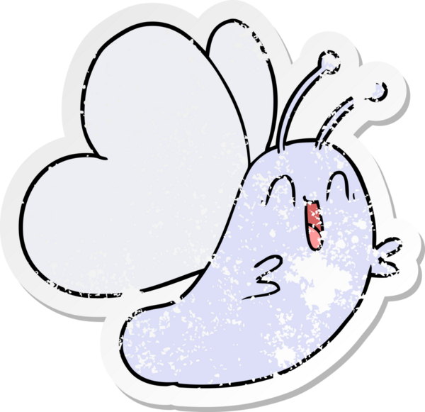 Bir insan tarafından çizilmiş komik bir kelebeğin sıkıntılı çıkartması.