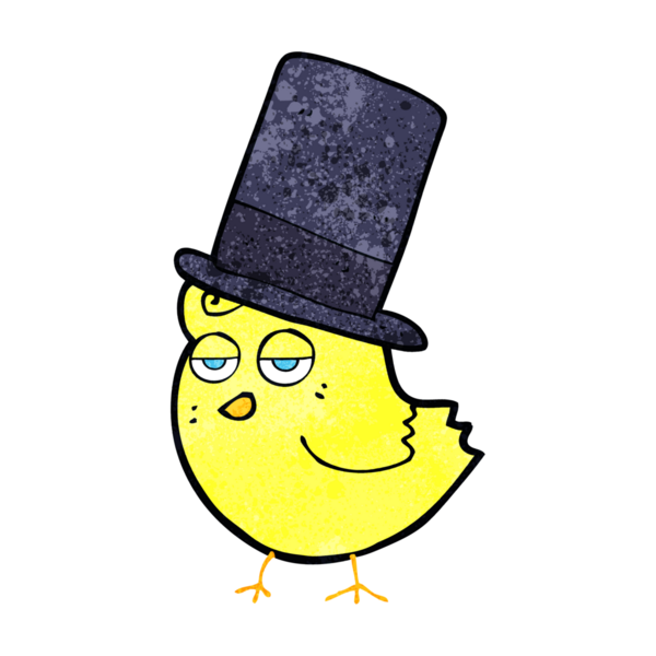 Bir insan tarafından çizilmiş silindir şapkalı bir kuş.