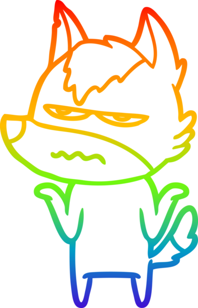 Gökkuşağı gradyan çizgi çizimi Bir insan tarafından çizilmiş rahatsız kurt