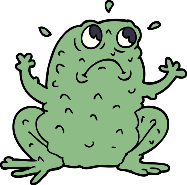Çizgi film karakurbağası bir insan tarafından çizilmiş.