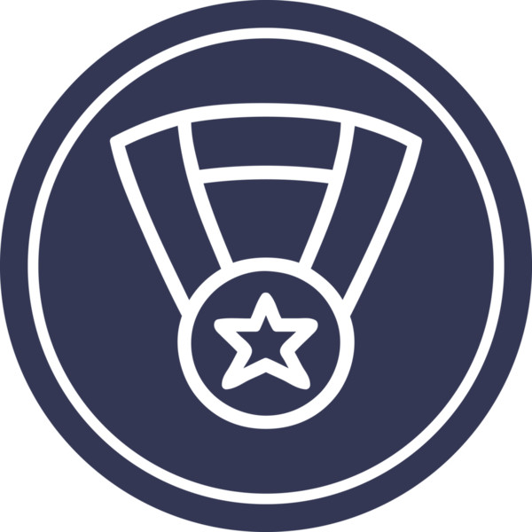 Bir insan tarafından çizilen madalya ödülü dairesel simgesi