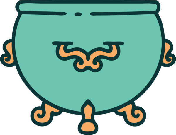 Bir insan tarafından çizilmiş bir kazanın ikonik dövme şekli