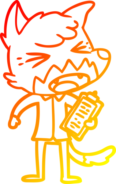 Bir insan tarafından çizilmiş kızgın bir tilkinin sıcak çizgi çizimi