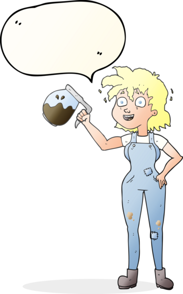 Bir insan tarafından çizilmiş çok fazla kahve serbest konuşma balonu karikatürü.