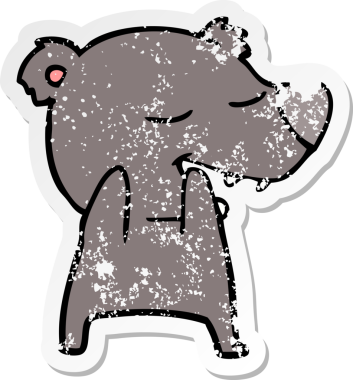 Bir insan tarafından çizilmiş karikatür ayısının sıkıntılı çıkartması.