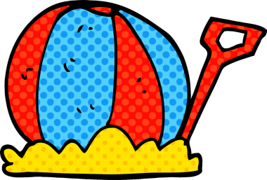 Bir insan tarafından çizilmiş karalama plaj topu ve maça.