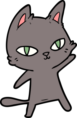 Bir insan tarafından çizilmiş çizgi film kedisi.