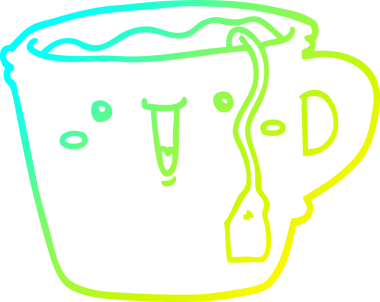 Bir insan tarafından çizilmiş bir kahve fincanının soğuk gradyan çizimi