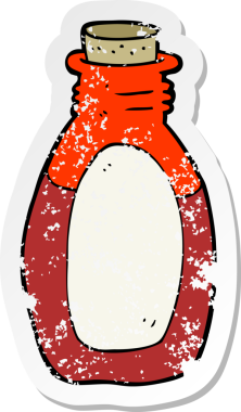 Bir insan tarafından çizilmiş bir karikatür iksirinin gerilimli yapıştırması.