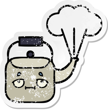 Bir insan tarafından çizilmiş dumanı tüten tatlı bir karikatür çıkartması.