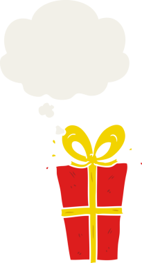 Bir insan tarafından çizilmiş, düşünce baloncuğuyla paketlenmiş bir çizgi film.