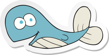 Bir insan tarafından çizilmiş bir balinanın çıkartması.