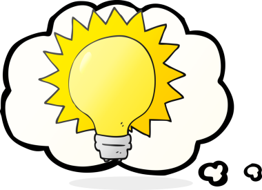 Bir insan tarafından çizilmiş serbest çizim düşünce kabarcığı çizgi film ampulü