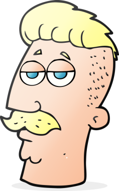 El yazısıyla çizilmiş, hippi saçlı bir insan tarafından çizilmiş bir karikatür adam.