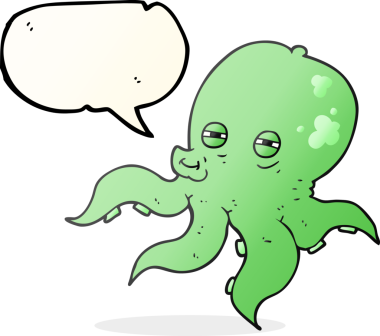 Bir insan tarafından çizilmiş serbest konuşma balonu ahtapot çizimi.